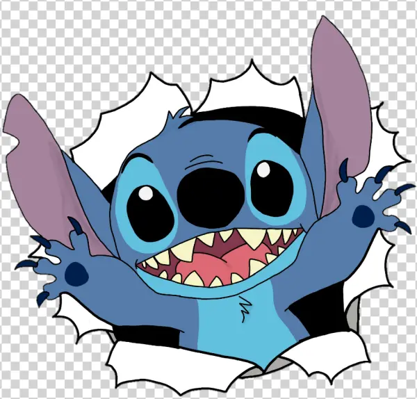 Stitch Bursting Out Transparent PNG
