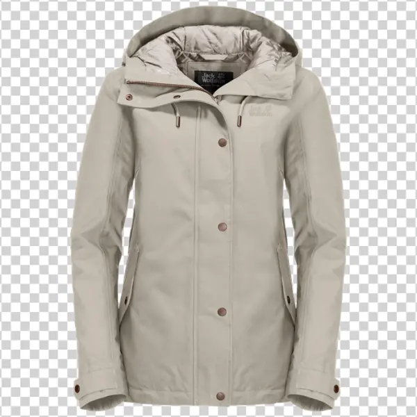 Beige Jack Wolfskin Women's Hooded Jacket PNG Transparent Background