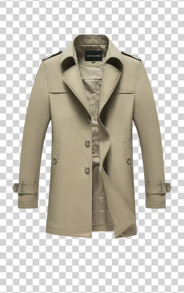 Men's Khaki Trench Coat PNG Transparent Background