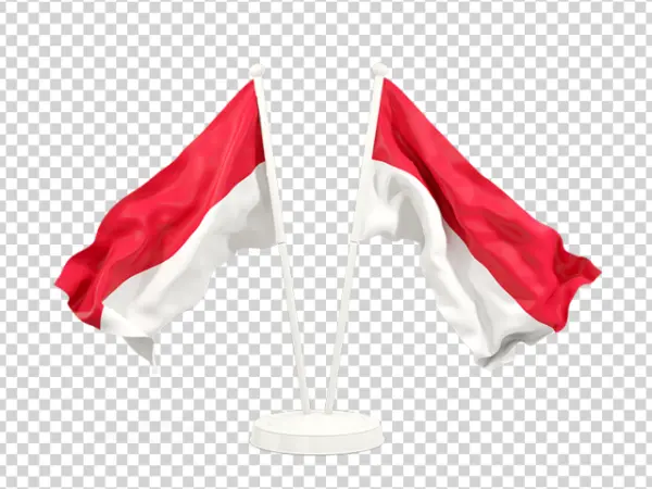 Two Waving Indonesia Flags PNG Transparent Background
