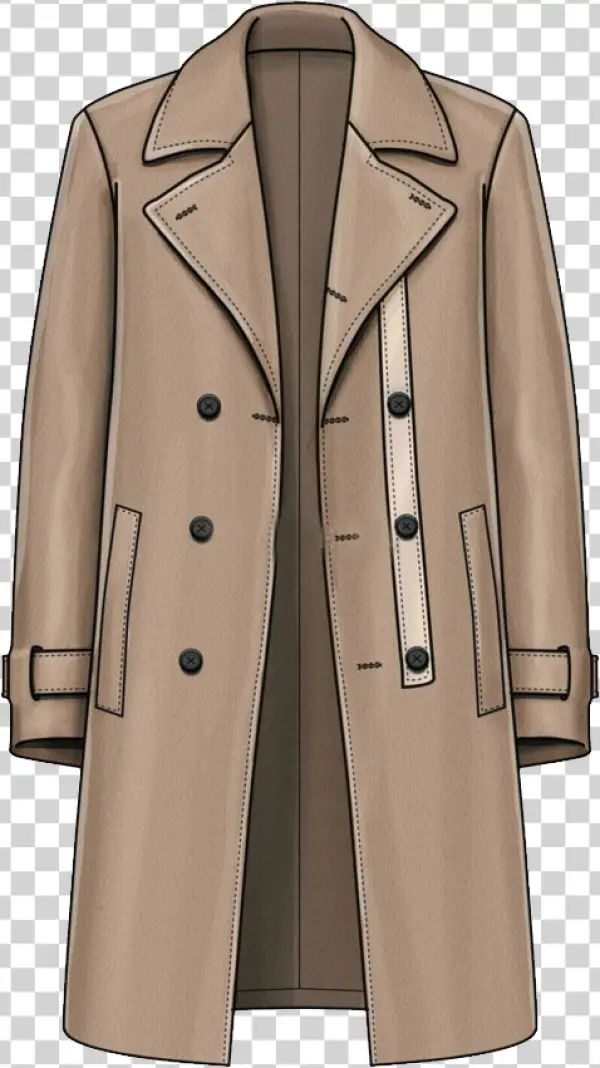 Classic Beige Trench Coat Illustration PNG