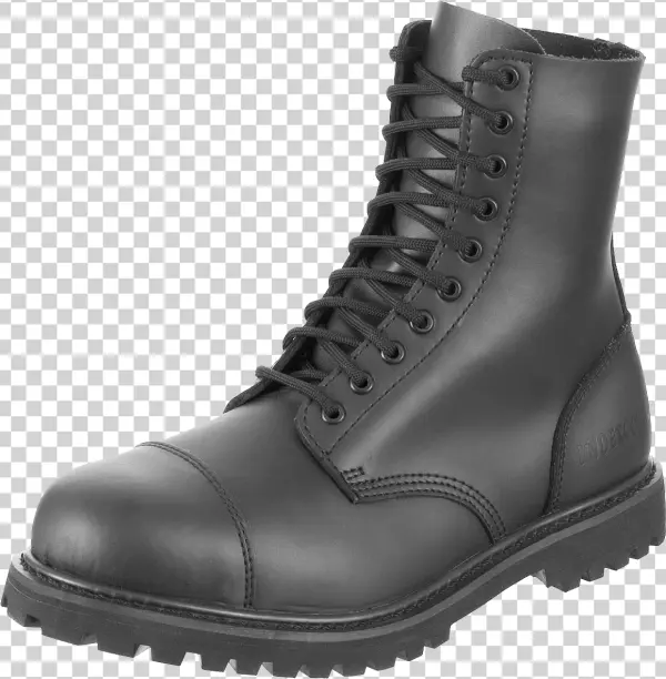 Black Leather Combat Boot PNG Transparent Background