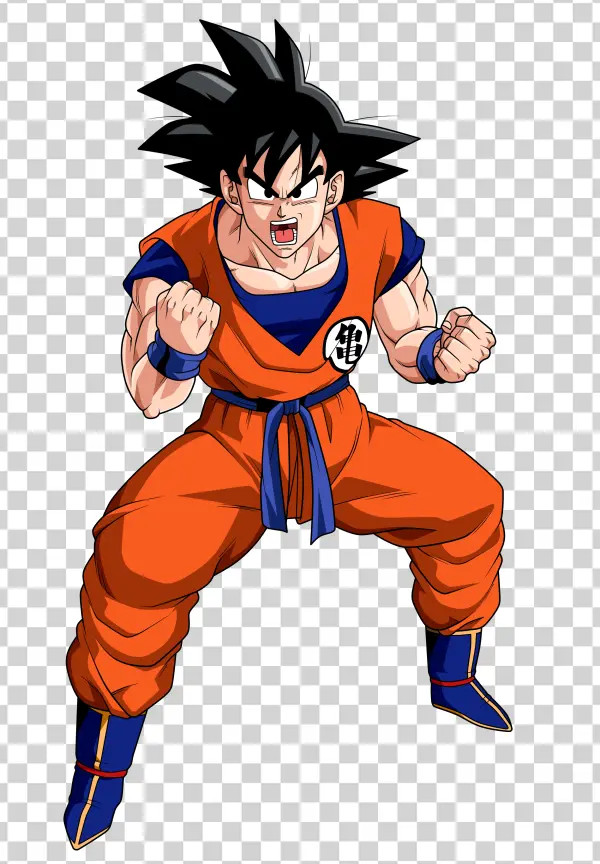 Goku Dynamic Fighting Pose PNG Transparent