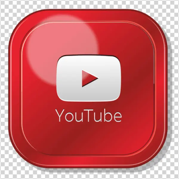 Glossy YouTube Icon Button PNG Transparent Background