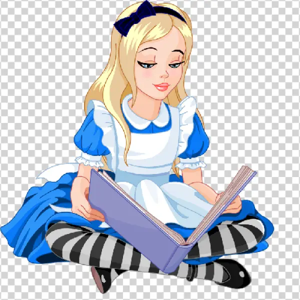 Alice in Wonderland Reading Book PNG Transparent