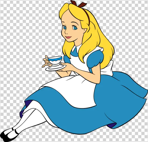 Alice in Wonderland with Teacup PNG Transparent