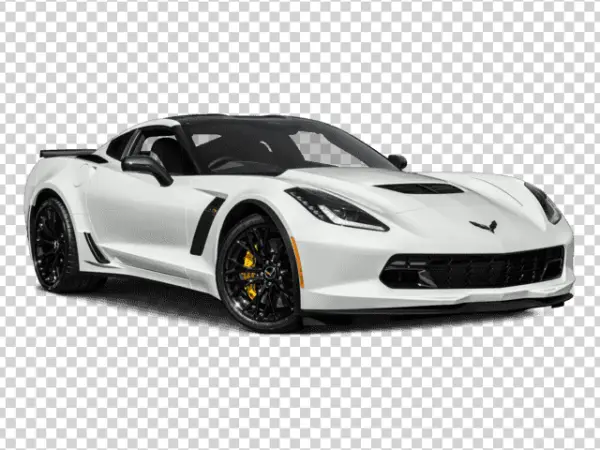 White Chevrolet Corvette C7 Sports Car PNG Transparent Background