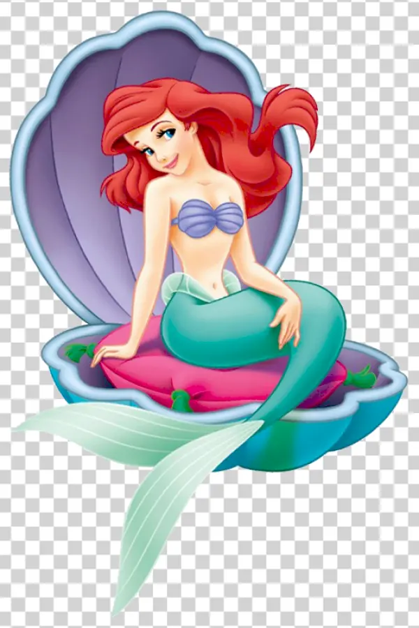 Ariel The Little Mermaid in Seashell PNG Transparent Background