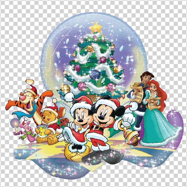 Disney Characters Christmas Snow Globe PNG