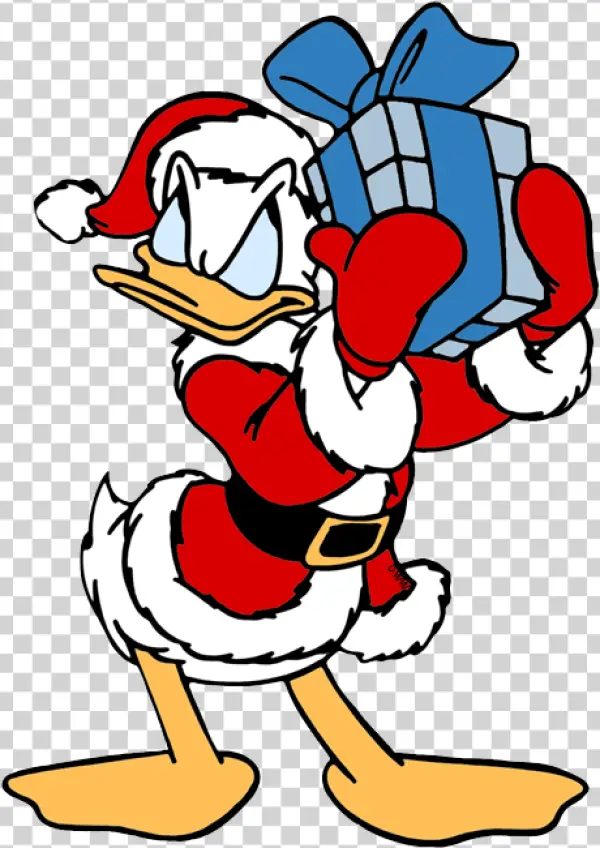 Christmas Donald Duck with Gift PNG
