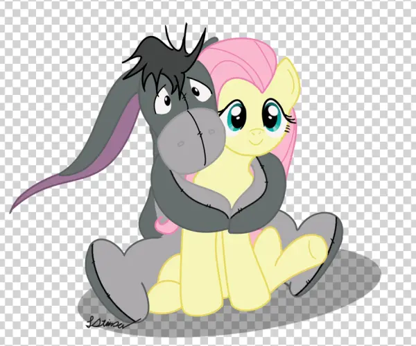 Eeyore Hugging Fluttershy Cartoon PNG