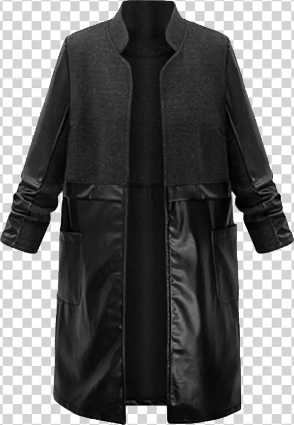 Stylish Black and Grey Trench Coat PNG