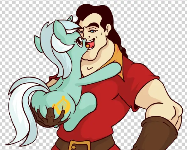 Gaston Hugging My Little Pony Crossover PNG