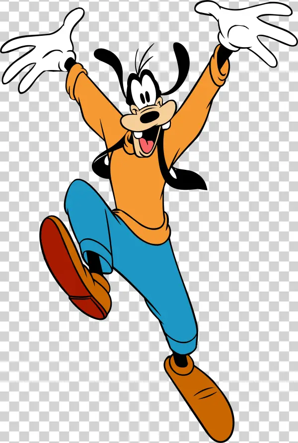 Happy Goofy Jumping PNG Transparent Background