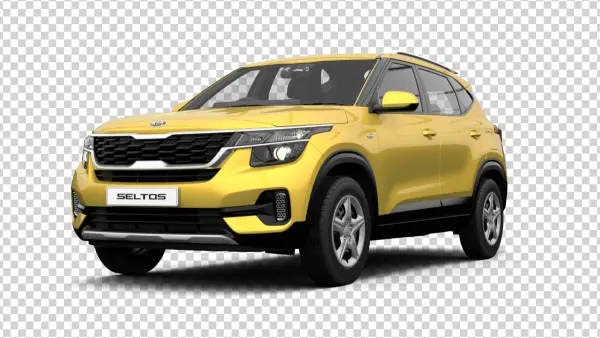 Yellow Kia Seltos SUV Transparent Background