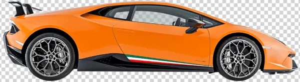 Orange Lamborghini Huracan Side View PNG Transparent Background