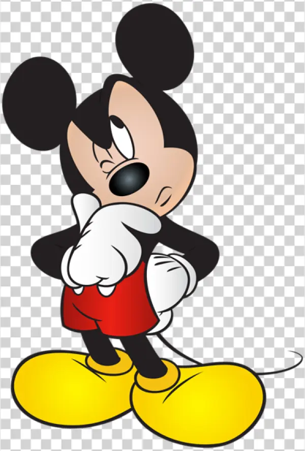 Mickey Mouse Thinking Pose PNG Transparent Background