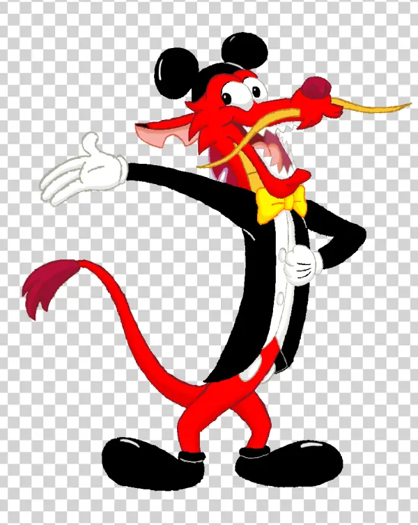 Mushu Dragon Character with Bow Tie PNG Transparent