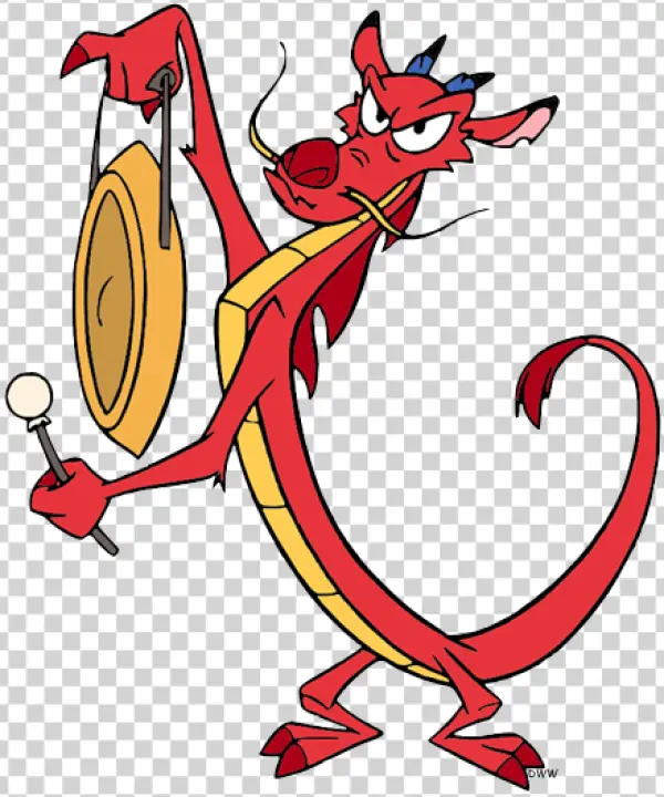Mushu Dragon with Gong PNG Transparent Background