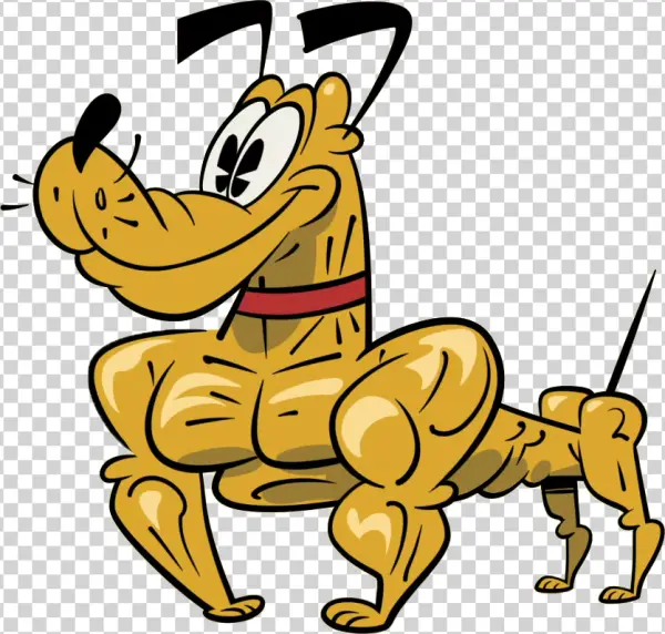 Muscular Yellow Dog Cartoon PNG Transparent