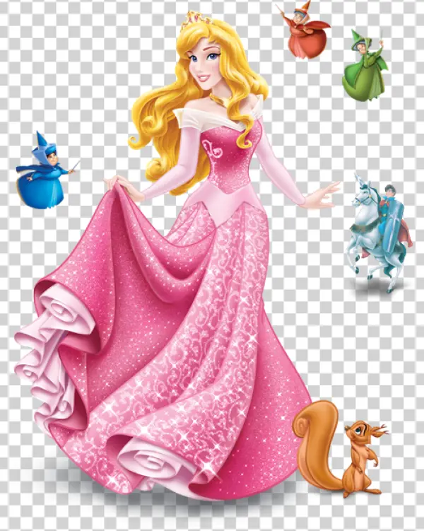 Sleeping Beauty Princess Aurora and Friends PNG Transparent Background