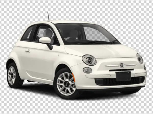 White Fiat 500 Car PNG Transparent Background