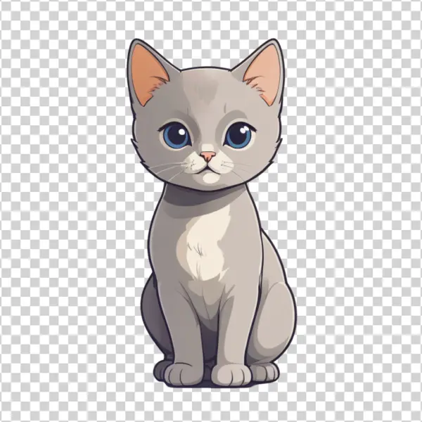 Cute Grey Kitten with Blue Eyes PNG Transparent