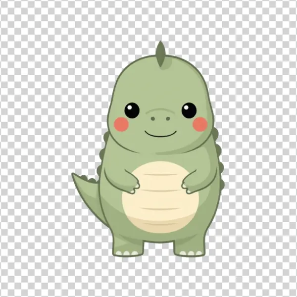 Cute Green Dinosaur Cartoon PNG
