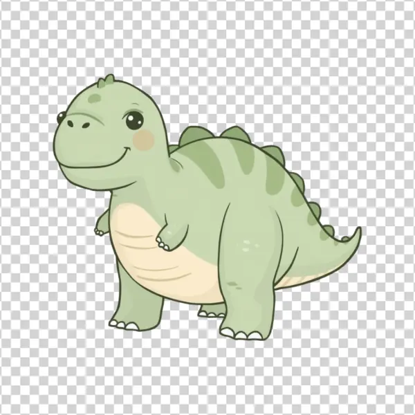 Cute Green Cartoon Dinosaur PNG Transparent Background