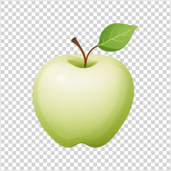 Green Apple with Leaf PNG Transparent Background