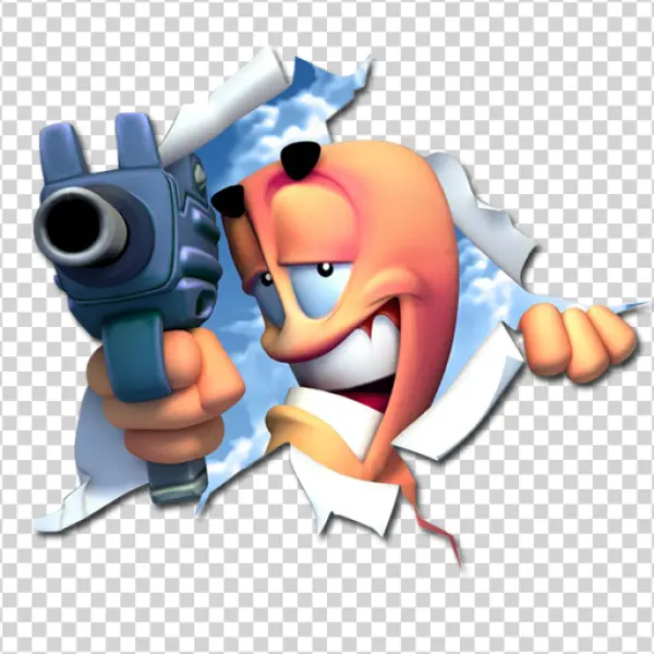 Earthworm Jim Holding Blaster PNG Transparent