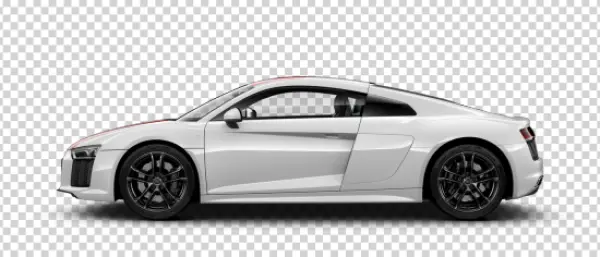 White Audi R8 Sports Car PNG Transparent Background