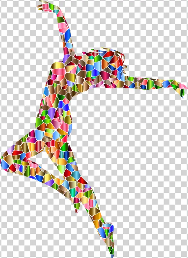 Vibrant Mosaic Dancer Silhouette PNG Transparent