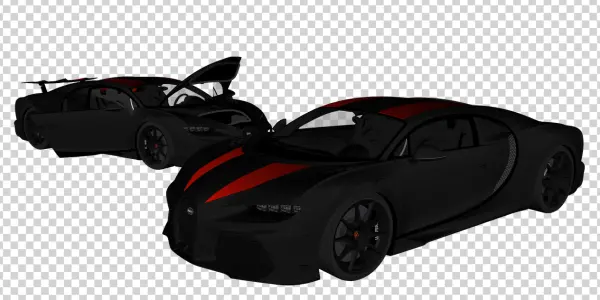 Black Bugatti Chiron with Red Stripes PNG Transparent