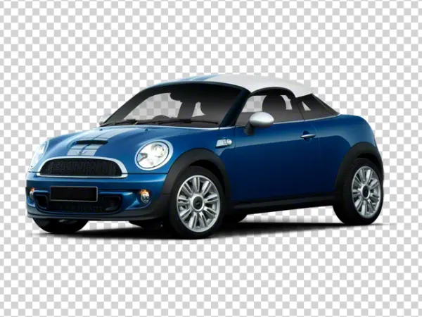Blue Mini Cooper Coupe Car PNG Transparent Background