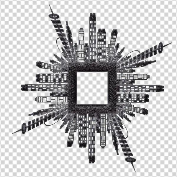 Futuristic Circuit Board Frame PNG Transparent Background