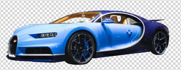 Blue Bugatti Chiron Sports Car PNG Transparent Background