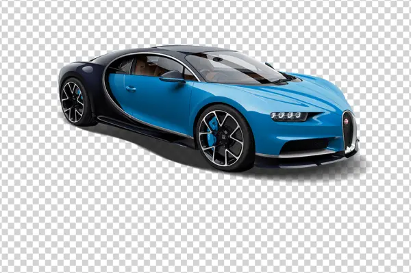 Blue Bugatti Chiron Hypercar PNG Transparent Background