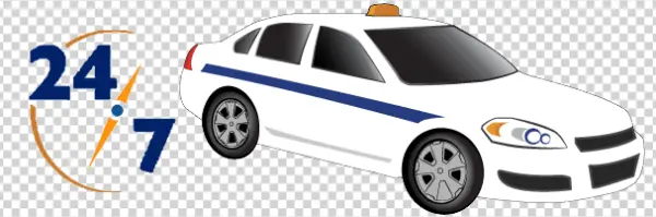 24/7 Taxi Service Car PNG Transparent Background