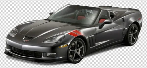 Dark Gray Corvette Convertible PNG with Red Stripes
