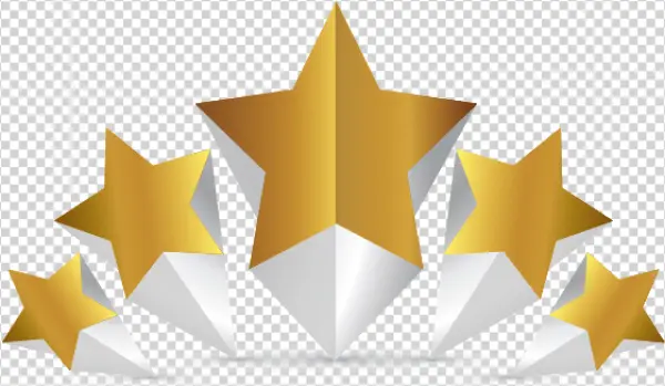 Five Gold Stars Rating PNG Transparent Background