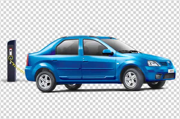 Blue Electric Car Charging PNG Transparent Background