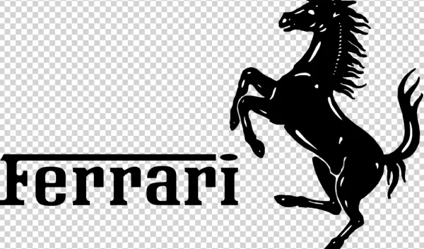 White Outline Ferrari Prancing Horse Logo PNG Transparent