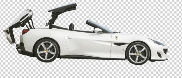 White Ferrari Portofino Convertible Retracting Roof PNG
