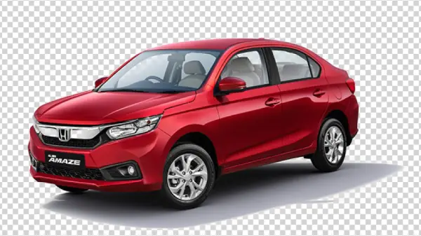 Red Honda Amaze Car PNG Transparent Background