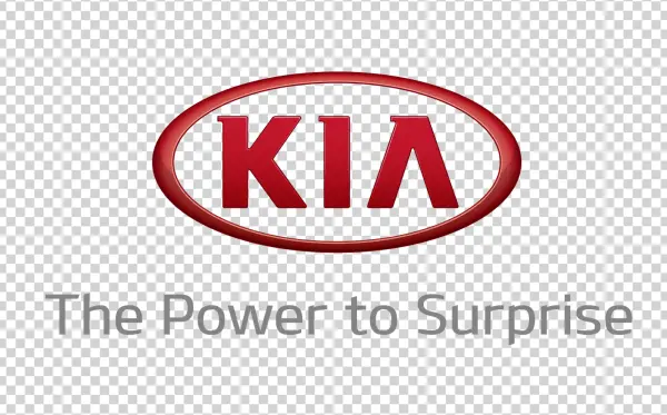 KIA Logo with The Power to Surprise Slogan PNG