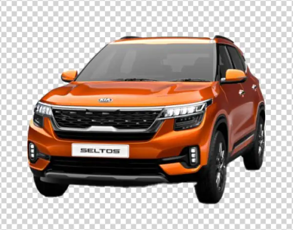 Orange Kia Seltos Car PNG Transparent Background