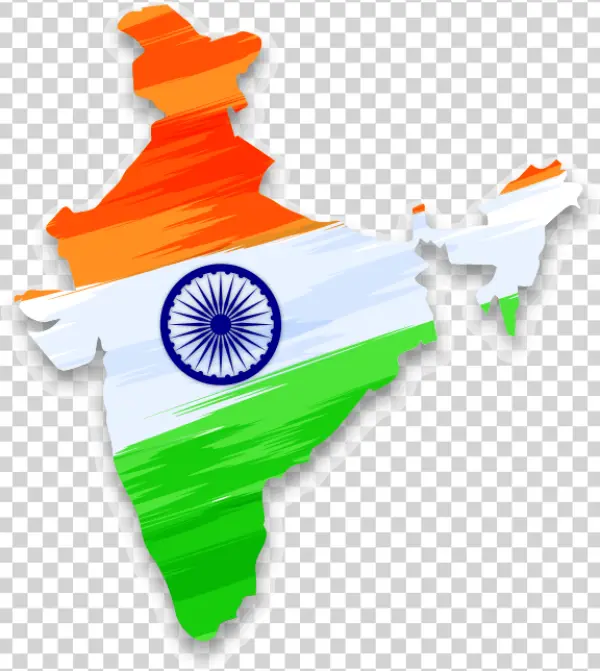 India Map with Indian Flag Colors Transparent PNG