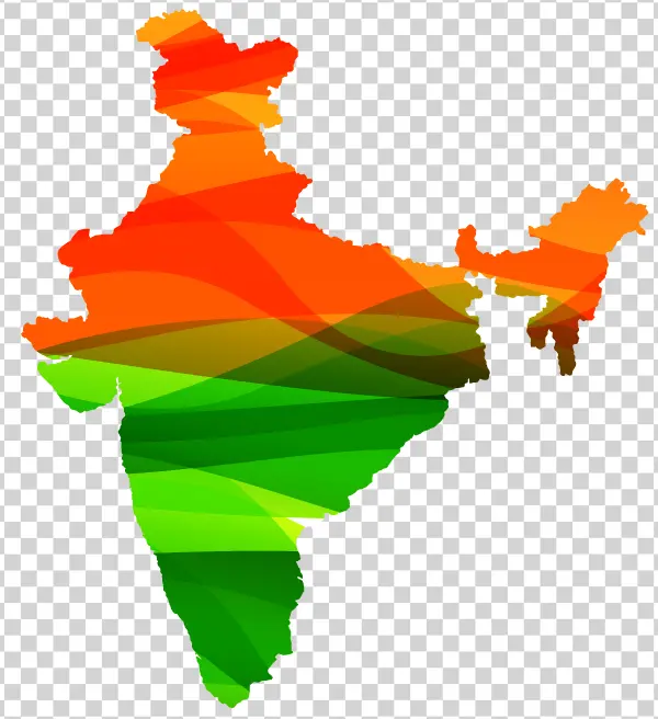 India Map with Abstract Tricolor Wavy Pattern PNG