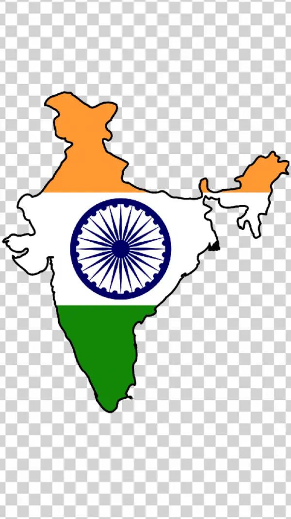 India Map with Flag Colors PNG Transparent